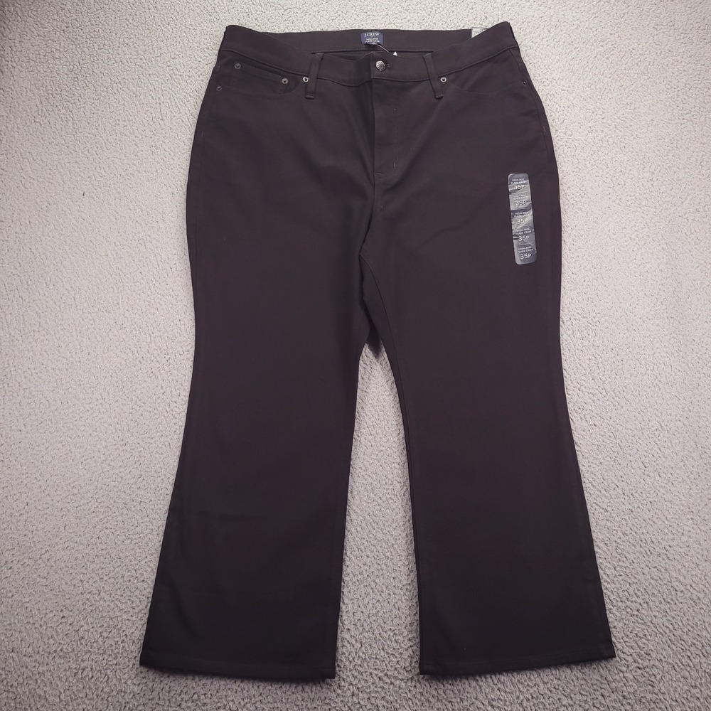 J CREW Factory Jeans Size 35P High Rise Flare Crop Black Stretch Denim NEW - Picture 1 of 16